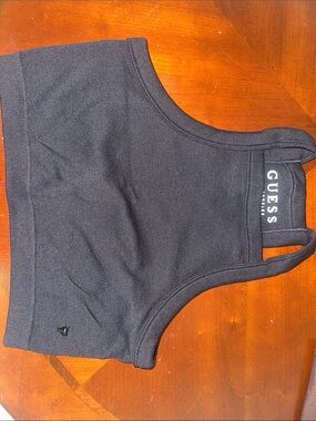 GUESS Black Ribbed Crop Tank